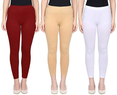 TooLook Ankle Length  Ethnic Wear Legging(Maroon, Beige, White, Solid)