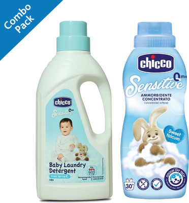 Chicco Laundry Detergent Fresh Spring 1000ml With BottleSweet Talcum Softeners Blossom Liquid Detergent(2 x 875 ml)