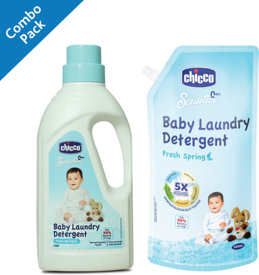 Chicco Laundry Detergent Fresh Spring 1000ml Bottle With LAUNDRY DETERGENT 500ML FRESH SPRING Blossom Liquid Detergent(2 x 750 ml)