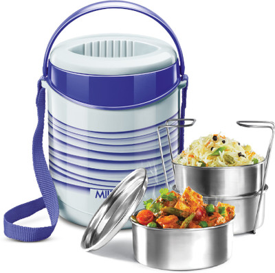 MILTON New Econa 3 Stainless Steel Tiffin Box , 2 Tiers of Stainless Steel Containers 3 Containers Lunch Box(900 ml, Thermoware)