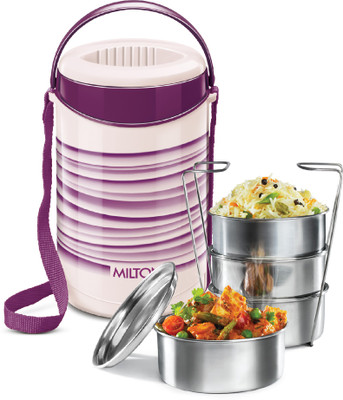 MILTON New Econa 4 Stainless Steel Tiffin Box, 4 Tiers of Stainless Steel 4 Containers Lunch Box(1200 ml, Thermoware)