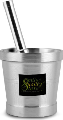 Online Quality Store High Imam Dasta/Ohkli Musal/Kharal/Khalbatta/8.89 CM Mortar & 14.9 CM Pestle Aluminium Masher(Pack of 2)