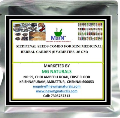 MGBN MGBN MEDICINAL SEEDS COMBO FOR MINI MEDICINAL HERBAL GARDEN (5 VARIETIES, 25 GM) Seed (5 per packet) (WITH FREE PLANT SEEDS) Seed(5 per packet)