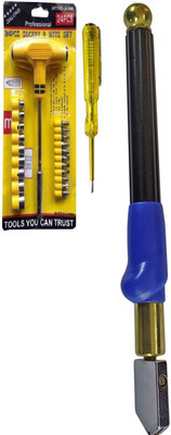 Gadariya King JIALONG INTERCHANGEABLE SOCKET SET AND HEAVY DUTY GLASS CUTTER WITH LINE MAN TESTER PACK OF 3 Glass Cutter HAND TOOL KIT Hand Tool Kit(3 Tools)