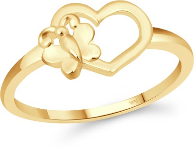 VIGHNAHARTA Vighnaharta Cute Butterfly Heart CZ Gold Plated Ring for Women [VFJ1631FRG7] Alloy Gold Plated Ring