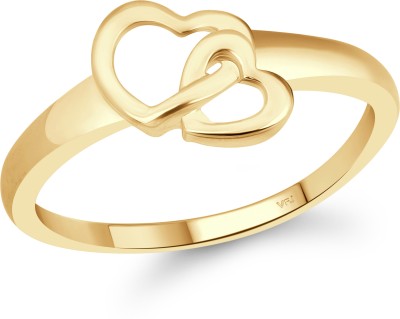VIGHNAHARTA Vighnaharta Cute Double Heart CZ Gold Plated Ring for Women [VFJ1633FRG16] Alloy Gold Plated Ring
