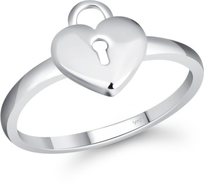 VIGHNAHARTA Stylish Lock Heart Ring CZ Rhodium Plated Alloy Ring for Women and Girls [VFJ1629FRR15] Alloy Rhodium Plated Ring
