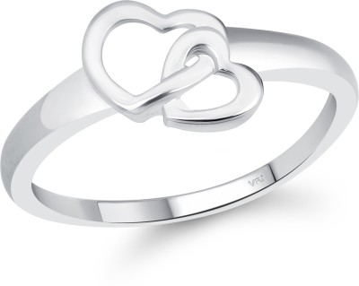 VIGHNAHARTA Cute Double Heart CZ Rhodium Plated Ring for Women [VFJ1633FRR12] Alloy Rhodium Plated Ring