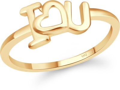 VIGHNAHARTA Vighnaharta Initial I LOVE YOU (CZ) Gold Plated Ring For Girls [VFJ1627FRG9] Alloy Gold Plated Ring