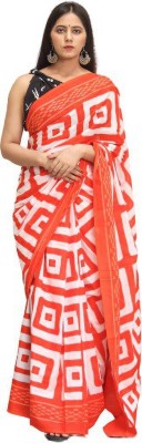 Kiaaron Printed Bollywood Pure Cotton Saree(White)