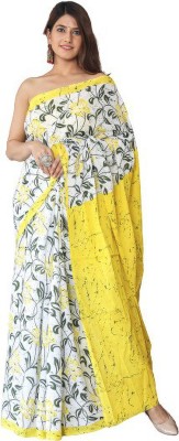 Kiaaron Printed Daily Wear Pure Cotton Saree(White)