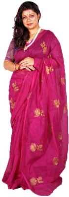 TATWAMASHI Striped Handloom Cotton Blend Saree(Pink)