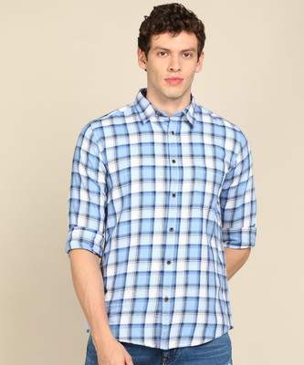 Pepe Jeans Men Checkered Casual Blue Shirt