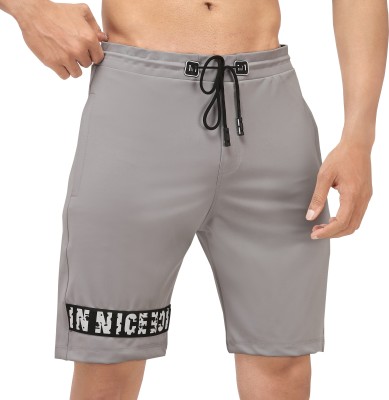 INDICLUB Solid Men Grey Regular Shorts, Beach Shorts, Sports Shorts, Night Shorts