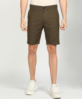 WROGN Solid Men Dark Green Chino Shorts