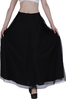 color world Solid Women A-line Black Skirt