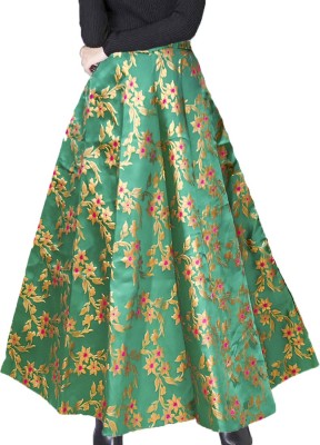 MAMTA Floral Print Women Flared Green Skirt