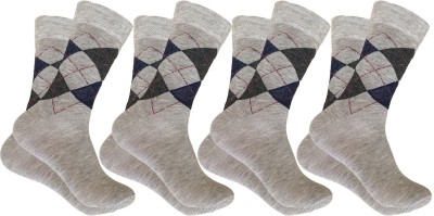 QUEERY Men Argyle Mid-Calf/Crew(Pack of 4)