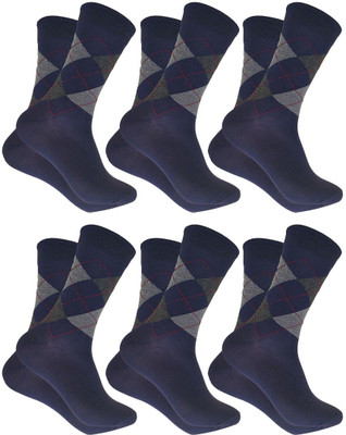 QUEERY Men Argyle Mid-Calf/Crew(Pack of 6)