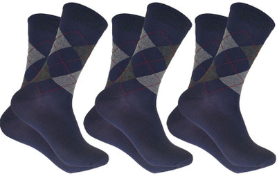 Cotson Men Argyle Mid-Calf/Crew(Pack of 3)