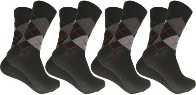 QUEERY Men Argyle Mid-Calf/Crew(Pack of 4)