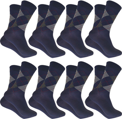 QUEERY Men Argyle Mid-Calf/Crew(Pack of 8)
