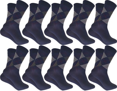 QUEERY Men Argyle Mid-Calf/Crew(Pack of 10)