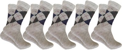 Cotson Men Geometric Print Mid-Calf/Crew(Pack of 5)