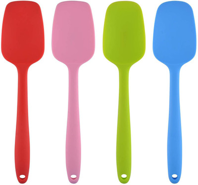 Baskety Silicone Spoon Cooking Utensil for Mixing & Serving, Multi Pack of 4 Mixing Spatula(Pack of 4)