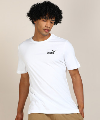 PUMA Solid Men Round Neck White T-Shirt