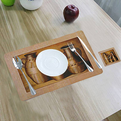 Castle Decor Rectangular Pack of 6 Table Placemat(Brown, PVC)