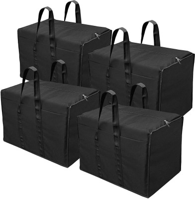 Unicrafts Nylon Underbed Unicrafs Nylon Underbed Storage Bag 85 L Pack Of 4 (Black, 57x 36.5X 40.5 cm) Underbed Storage Bag Nylon 85L F-Black04(Black)