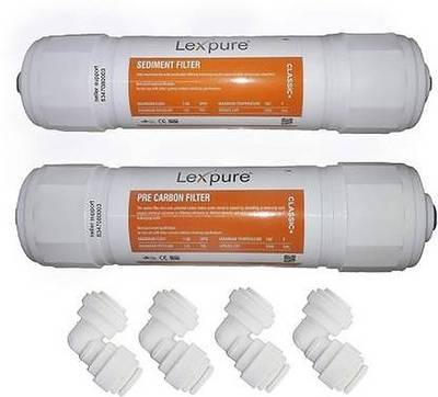 GRMART RO Lexpure Classic Plus Inline Filter Cartridge Pre Carbon and Sediment Filter and 4 Pieces Connector Solid Filter Cartridge Solid Filter Cartridge  (0.5, Pack of 3)