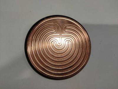 Shubh Sanket Vastu Copper Round Shape Labrion with Base Acrylic - 3 Inches Copper Yantra(Pack of 1)