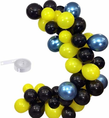 ZYOZI Solid Bat Boy Balloons Themed Garland Kit- Black Yellow Latex Balloons with 10-inch Metallic Blue Balloons for Birthday Party Decoration Baby Shower -59 Pack Balloon(Yellow, Black, Blue, Pack of 59)