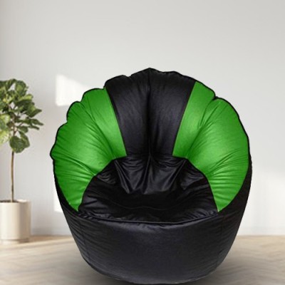 Coaster Shine Jumbo Chair Bean Bag Cover  (Without Beans)(Black, Green)