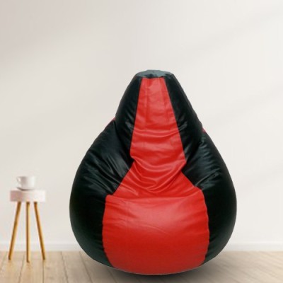 Gunj XL Tear Drop Bean Bag Cover  (Without Beans)(Red, Black)