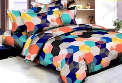 ATRI FAB 144 TC Polycotton Double 3D Printed Flat Bedsheet(Pack of 1, Multicolor)