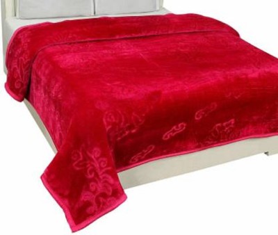 BLOOM MART Floral Double Mink Blanket for  Heavy Winter(Microfiber, Red)