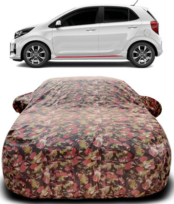 MoTRoX Car Cover For Kia Picanto (With Mirror Pockets)(Green, Red)