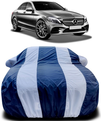 Gavya Car Cover For Mercedes Benz C-Class (With Mirror Pockets)(Blue, White)
