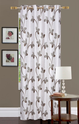 kiara Creations 153 cm (5 ft) Polyester Semi Transparent Window Curtain Single Curtain(Printed, Brown)