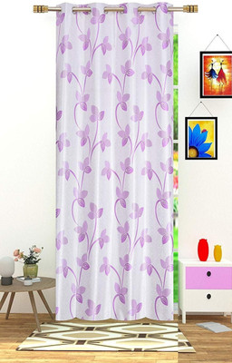 kiara Creations 153 cm (5 ft) Polyester Semi Transparent Window Curtain Single Curtain(Printed, Purple)