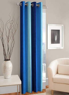 Galaxy Home Decor 214 cm (7 ft) Door Polyester Semi Transparent Curtain Single Curtain(Blue, Plain)