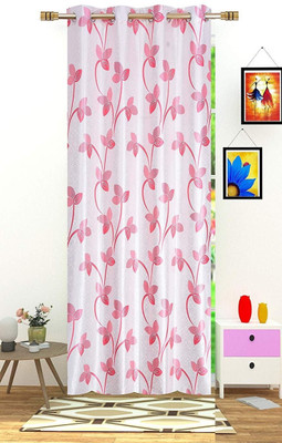 kiara Creations 153 cm (5 ft) Polyester Semi Transparent Window Curtain Single Curtain(Printed, Pink)