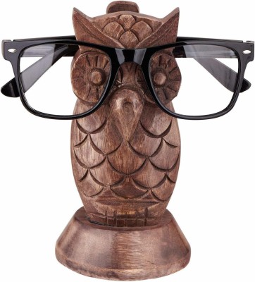 UniqueKrafts 1 Compartments Wooden Wooden Handmade Owl Shape Specs Holder Stand(Brown)