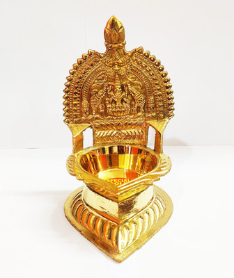 HARISH - PURE BRASS LAKSHMI VILAKKU / DIYA - MEDIUM - 5.5 INCH HIGH - Brass Table Diya(Height: 5.5 inch)