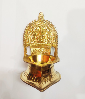 HARISH - PURE BRASS LAKSHMI VILAKKU / DIYA - MINI - 4.5 INCH HIGH - Brass Table Diya(Height: 4.5 inch)