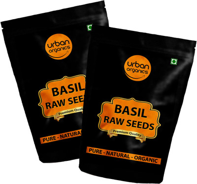 Urban Organics Pack of 2 Basil Seeds / Tukmariya / Sabja / Bapji Seed for Protein | Iron | Folic acid and Dietary Fibre |Calcium | Anti Oxidents for Weight Loss (Raw Seed ) 200 gram each pack Basil Seeds(2 x 201 g)