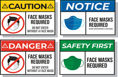Techfit Face Mask Required, Do Not Enter Without A Face Mask, Caution Notice Danger Safety First Emergency Sign